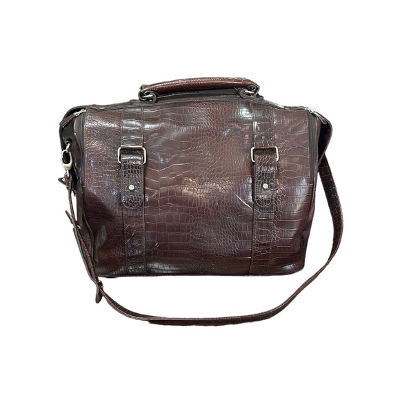 Bath & Body Works brown faux croc leather weekender/duffle bag great travel 🧳 - Picture 3 of 10